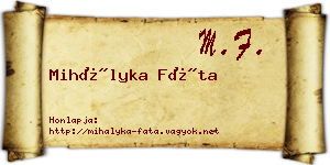 Mihályka Fáta névjegykártya